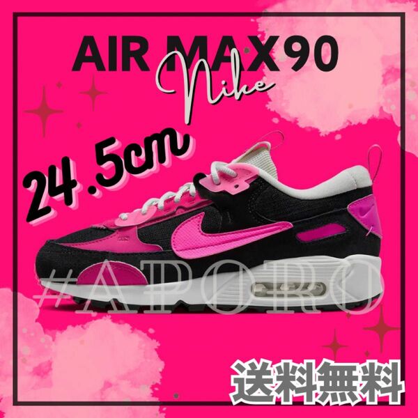 NIKE ナイキ AIR MAX90 エアマックス90 ピンク ブラック ホワイト 24.5 バービーカラー