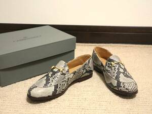 [ prompt decision ] unused Caminandokami naan do* Gold metal fittings python gray series slip-on shoes Loafer flat shoes 7 ta