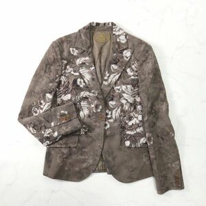 3-ZI055 エトロ ETRO ジャケット 花柄 ブラウン 44 レディース