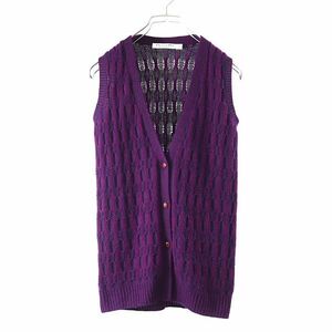 3-SJ023 Christian Dior Christian Dior pure cashmere knitted the best purple / black 38 lady's 