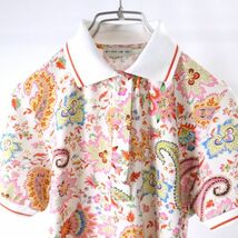 3-WJ052【良品】エトロ ETRO コットン ポロシャツ ペイズリー 花柄 マルチカラー 42 レディース_画像2