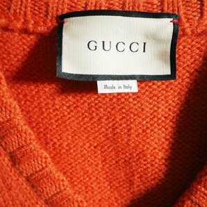 C0089P ▼GUCCI グッチ▼ 19AW Vネック ミドルゲージ ウールニット オレンジ XS メンズ 571545 秋冬 rb mksの画像5