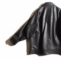 K8757P　▼tac:tac タクタク▼　ASYMMETRY COLLAR LEATHER JACKET オーバーサイズ アシンメトリーカラー レザージャケット L 秋冬 rb mks_画像4