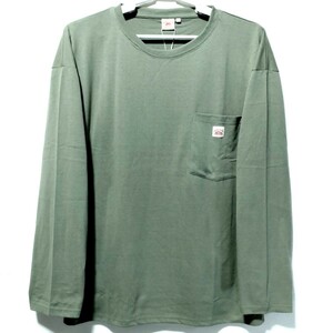 特価/未使用【サイズ=5L(4XL)】ノーブランド/メンズ/ポケット付き/長袖/Tシャツ/胸囲=116～124cm/light.khaki③