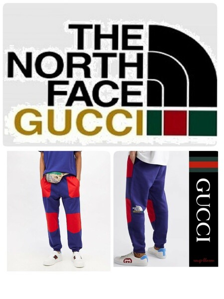 新品国内正規未開封　Lサイズ　 THE NORTH FACE x GUCCI ノースフェイス×グッチ　 XJDRN 切替ロゴプリントロングパンツ 