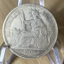 WX1127流浪幣 1905年フランス領インドシナ 天眼 鷹紋 外国硬貨 貿易銀 海外古銭 コレクションコイン 貨幣 重さ約23g_画像1