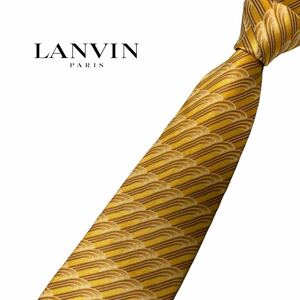 LANVIN ネクタイ ロゴ入り パターン柄 波柄 ランバン USED 中古 m334