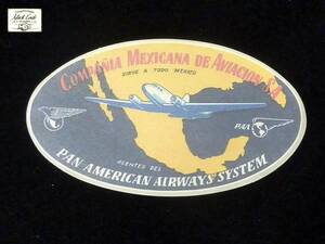 【y5038】送料84円～◆ビンテージ風/海外ステッカーシリーズ/Pan American Airways◆検欧米アンティークビンテージ旅行鞄トランクケース