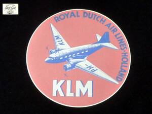 【5038】送料84円～◆ビンテージ風/海外ステッカーシリーズ/ KLM Royal Dutch Airlinesオランダ◆検欧米アンティークビンテージ旅行