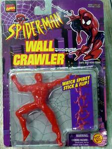 【y5009】送料270円～◆90's TOY BIZ製　スパイダーマン WALL CRAWLER ゴム人形◆アメコミマーベル