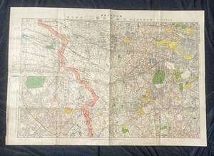 ●古地図+昭和7年「大東京全図」報知新聞付録、同紙60周年・2万号記念、皇居・新宿御苑・青山御所、杉並区・世田谷区・渋谷区、陸地測量部