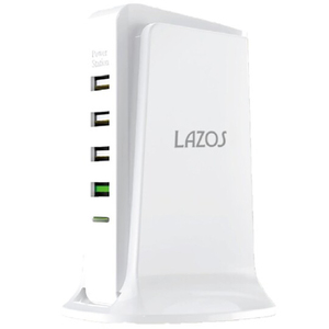タワー式急速充電器 USB 5ポート PD1+USB4 AC充電器 ACアダプター ホワイト LAZOS L-PD1U4-W/0897ｘ１台