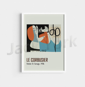 G2532 ル・コルビュジエ Le Corbusier 近代芸術 キャンバスアートポスター 50×70cm イラスト インテリア 雑貨 海外製 枠なし B