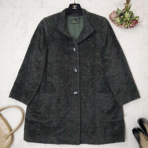 新品同様★Leilian レリアン★大きいサイズ 〜SIZE13 XL〜*ふわふわ手触り★アルパカモヘヤ使用*ミックスカラー★ロング丈コート