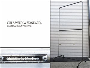 #①#W STANDARD/ double standard # in dust real # hanger rack #HR-03?# with casters .# present condition #