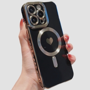 送料無料★wahhle iPhone 12 Pro Max マグネットケース かわいいハート型 Magsafe(Black)