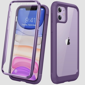 送料無料★Diaclara iPhone11ケース バンパーケース PC+TPU 全面保護 両面 ケース ワイヤレス充電(紫)の画像1