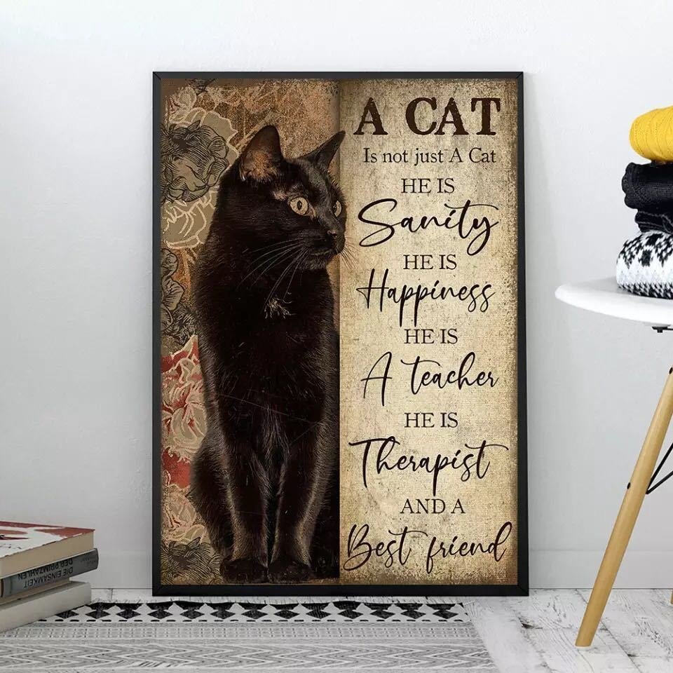 hzh257★Painting Cat Black Cat, antique, collection, Printed materials, others