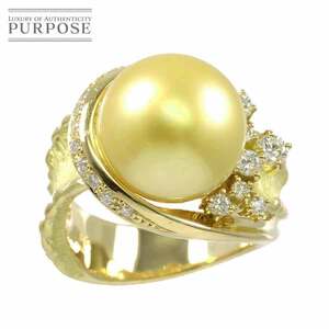  ring 15 number White Butterfly pearl 13.2mm diamond 0.38ct K18 YG yellow gold 750 pearl ring South Sea pearl Ring[. another document ] 90208574