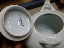 !☆②煎茶器セット 常滑焼 朱泥 茶器揃 雲仙造/有田焼/急須 湯呑 茶碗 木箱 未使用品 ３点 茶道具_画像6