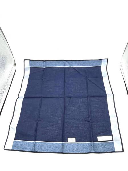 【シール付き未使用品】Calvin Klein カルバン クライン ハンカチ スカーフ メンズ ブルー系 コットン 47×47