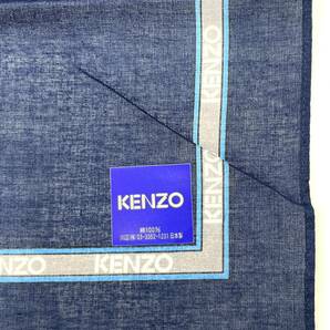 【シール付き未使用品】KENZO ケンゾー スカーフ ハンカチ コットン ネイビー 48×48の画像2