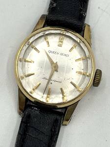 【不動/リューズ巻けず】SEIKO セイコー QUEEN SEIKO クイーンセイコー手巻き 腕時計 シルバー文字盤 23石 カットガラス レディース