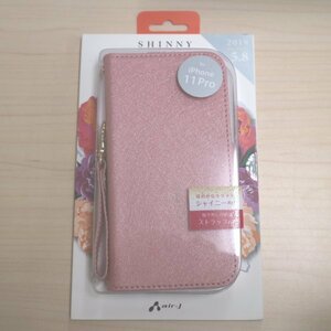 air-J エアージェイ iPhone11 Pro用ケース ピンク ストラップ付き ブックタイプケース【アウトレット品】21 00023