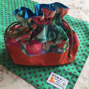 帆布とUSAコットンのお弁当巾着とランチョンマット ハンドメイド