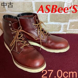 【売り切り!送料無料!】A-206 ASBee‘S!ショートブーツ!ブラウン!27.0cm!おしゃれ!デニムコーデ!普段ばき!アスビーズ!中古!