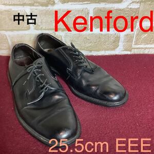 【売り切り!送料無料!】A-15 Kenford!ビジネスシューズ!黒!ブラック!25.5cm EEE!仕事!冠婚葬祭!ビジネス!中古!