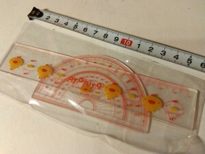 ④ Showa Retro . character thing. ruler . protractor set, new goods unused long-term keeping goods,15cm mono sasi, maximum 9 piece transfer possibility, postage 84 jpy ~,# morning ...#