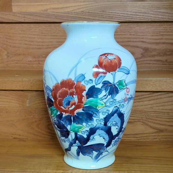 鍋島秀山 大きな花器 30×21センチ 有田焼