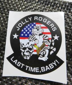 LAST TIME BABY!黒ST独眼竜◆激渋 星条旗 眼帯 ドクロ アメリカ 海軍 ジョリーロジャースJolly Rogers戦闘機ステッカー シール■ミリタリー