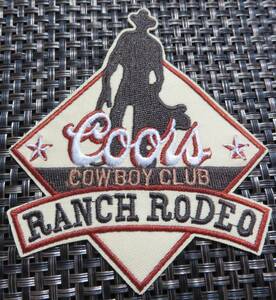 US牛乗り名人■激渋クアーズCoors　アメリカ　ビール　カウボーイ ロデオ『 COWBOY CLUB』 RANCH RODEO刺繍ワッペン■洋服・衣類・衣服DIY