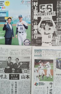 村上宗隆 切り抜き 25P + ニッポン放送タイムテーブル