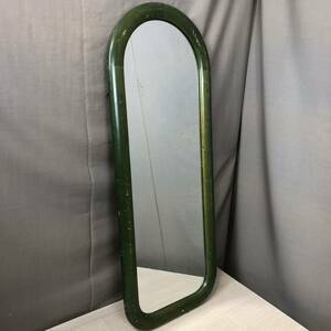 O372】ウォールミラー スタンドミラー　鏡　姿見緑　グリーン　アーチ型　レトロ鏡　インテリア　立て掛け式　