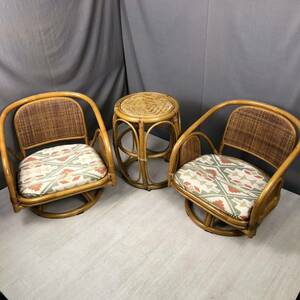 KT288] rattan chair table set rattan "zaisu" seat arm chair interior furniture 