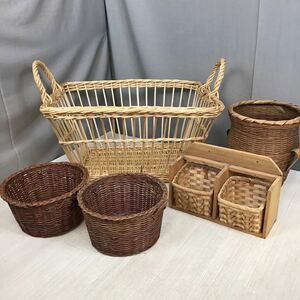 KT309】かご 小物入れ バスケット まとめ　5点セット　籠 昭和レトロ 