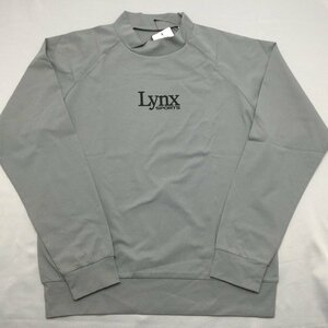 【送料無料】【新品】Lynx メンズハイネックTシャツ（微起毛素材 吸汗速乾 UVカット） 　　L　　 グレー★23301