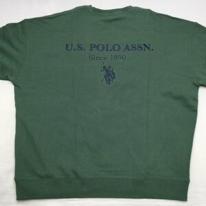 【送料無料】【新品】US.POLO.ASSN　メンズ裏起毛トレーナー（コットン100％ ゆったりタイプ）　　S　　ダークグリーン★23336