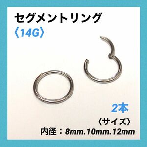 2本　セグメントリング　14G内径10mm ボディピアス