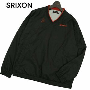 SRIXON スリクソン 秋冬 2WAY 袖着脱可★ ロゴ刺繍 防風 Vネック ウインドブレーカー トレーナー Sz.L　メンズ 黒 ゴルフ　A3T11167_9#N