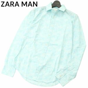 ZARA MAN ザラ マン 通年 SLIM FIT★ 長袖 花柄 フラワー総柄 チェック シャツ Sz.S　メンズ　A3T11587_A#C