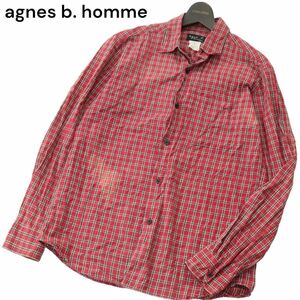 agnes b. homme アニエスベー オム 通年★ 長袖 チェック シャツ Sz.2　メンズ 日本製　A3T11588_A#C