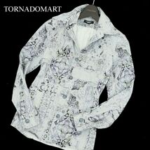 TORNADOMART トルネードマート 通年 総柄デザイン★ 長袖 ストレッチ スリム シャツ Sz.M　メンズ 日本製　A3T11512_A#C_画像1