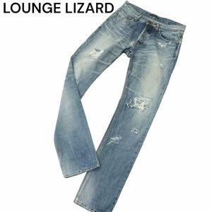 LOUNGE LIZARD ラウンジリザード 通年 クラッシュ加工★ スキニー デニム パンツ ジーンズ Sz.2　メンズ 日本製　A3B04770_A#R