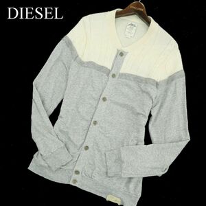 イタリア製★ DIESEL ディーゼル 秋冬 アルパカ混★ ケーブル編み ニット 切替 カーディガン Sz.M　メンズ　A3T11725_A#K