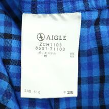 AIGLE エーグル 通年 ポリ&コットン★ 長袖 ボタンダウン チェック シャツ Sz.XL　メンズ ネイビー 大きいサイズ アウトドア　A3T11871_A#C_画像6