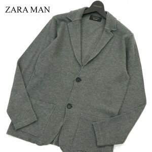 ZARA MAN ザラ マン 通年～秋冬★ ニット アンコン テーラード ジャケット Sz.M　メンズ グレー　A3T11933_A#N